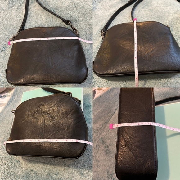 S-Q Vegan Crossbody Bag with Structured Curved Bottom Black - Picture 13 of 16